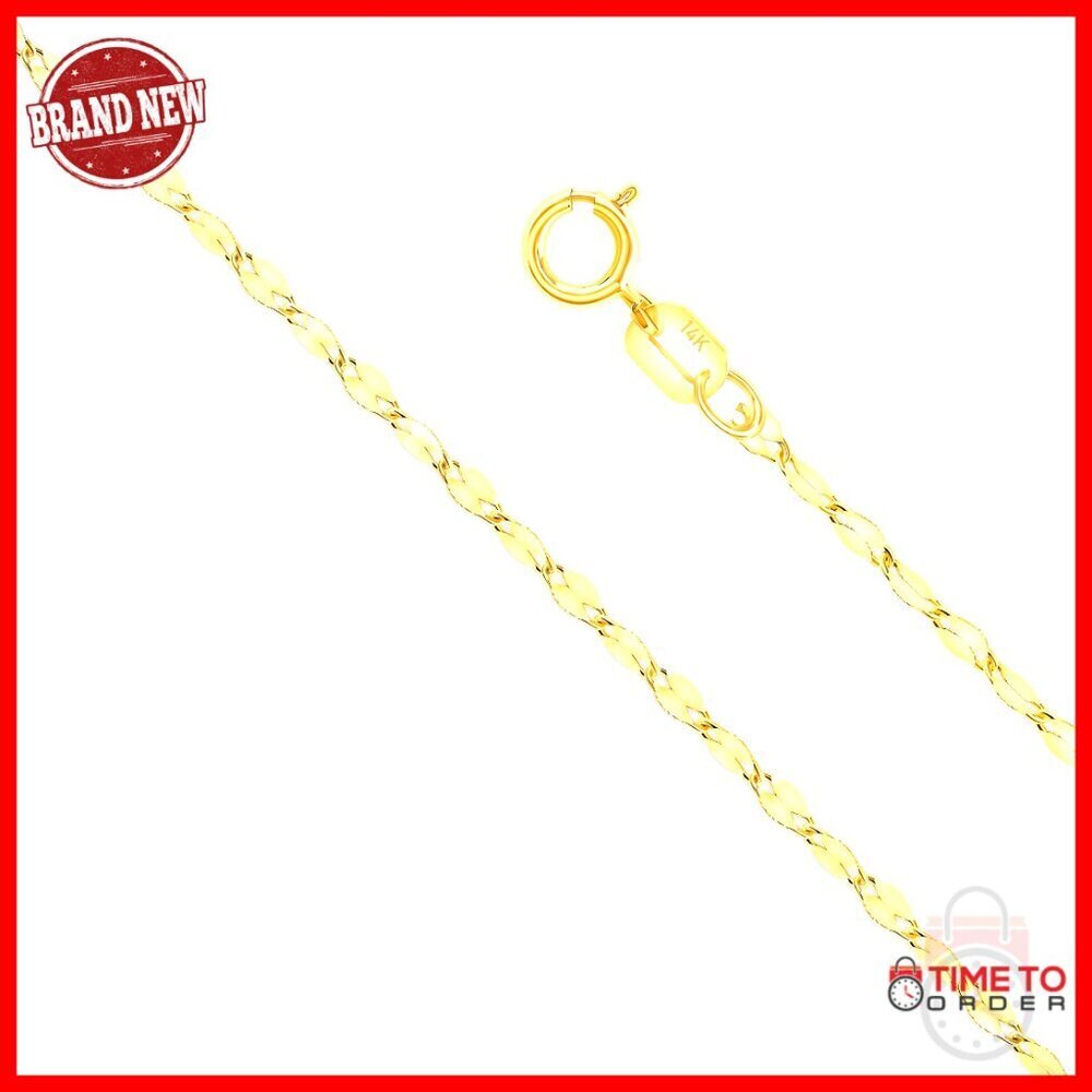 14K Solid Gold Mirror Chain Necklace 14-24" Length 1.5-2mm Width